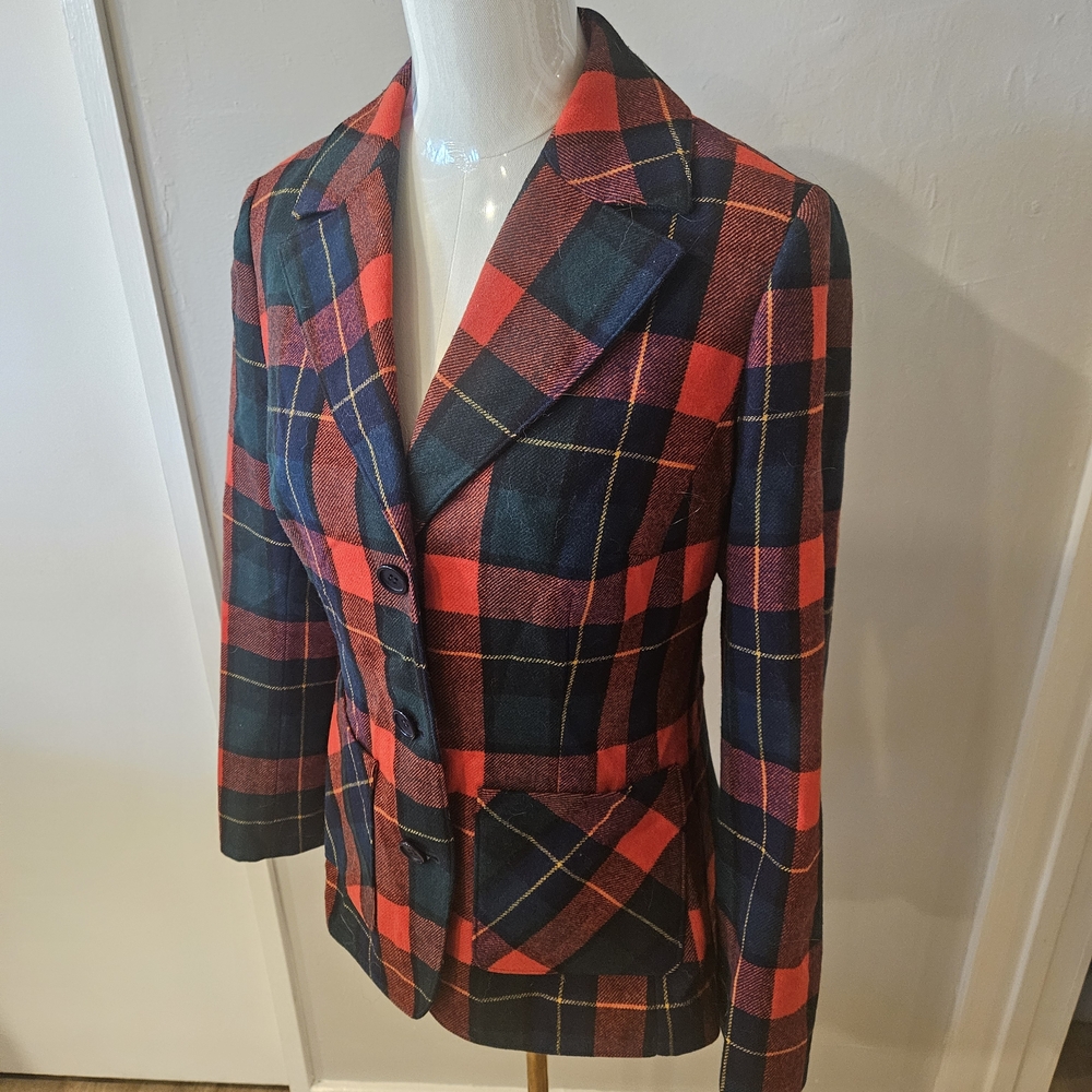 Pendleton Holiday Wool Plaid Blazer - image 1